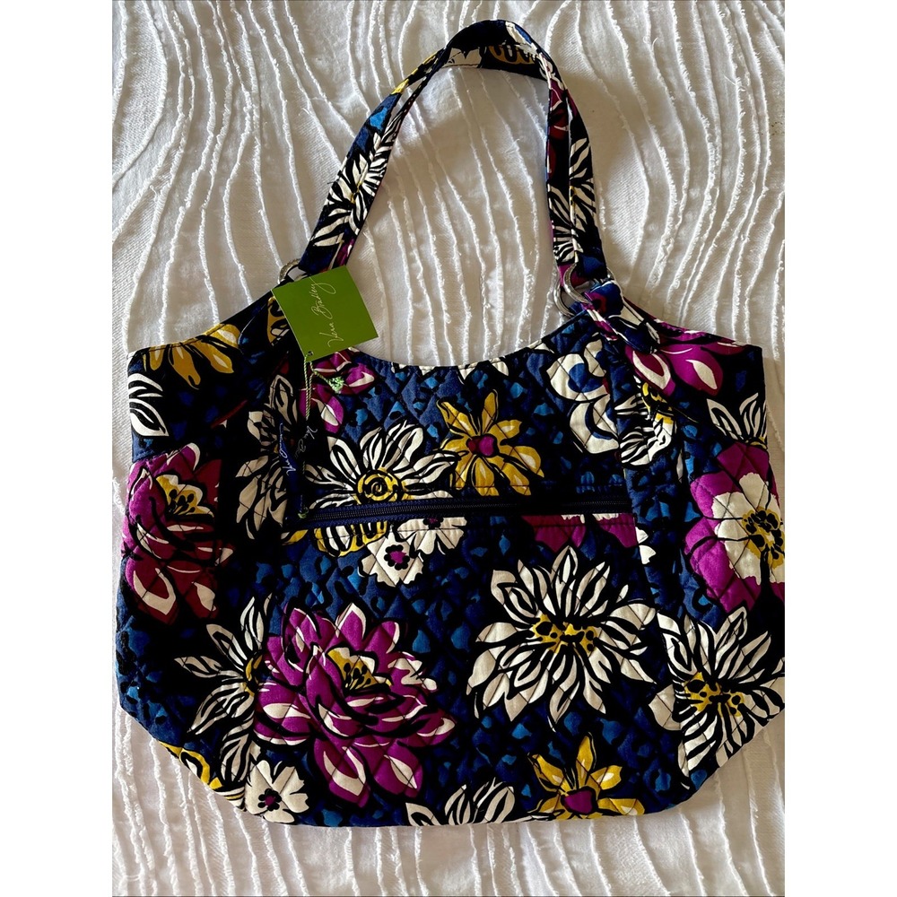 Vera Bradley African Violet Crescent Shoulder Bag Purse NWT New Purple Blue - Picture 11 of 11